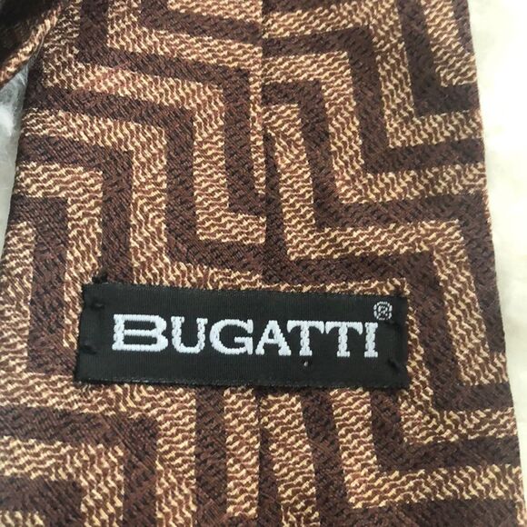 Bugatti Italian silk Brown pattern tie chevron - Picture 2 of 6